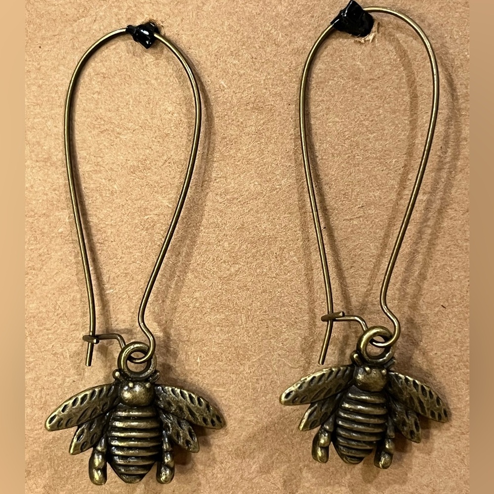 Gold Bee Dangle Earrings